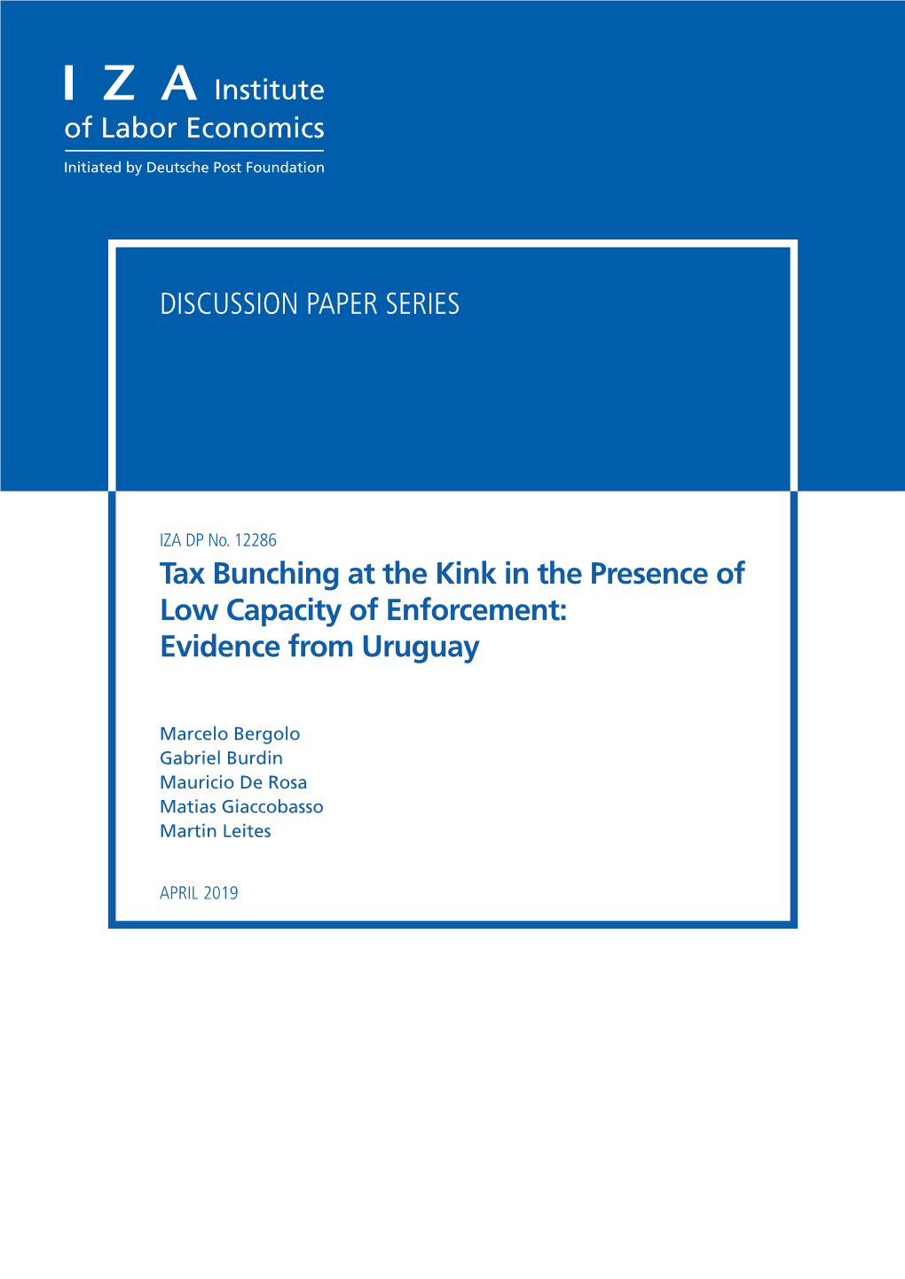 Tax Bunching at the Kink in the Presence of Low Capacity of Enforcement: Evidence from Uruguay