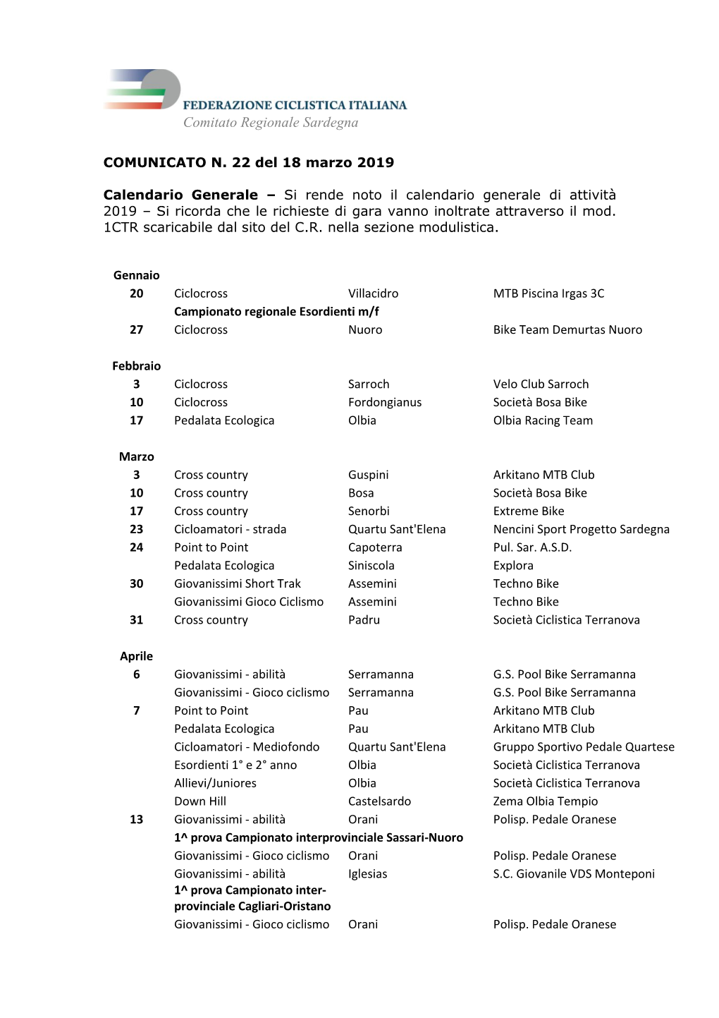 Comitato Regionale Sardegna