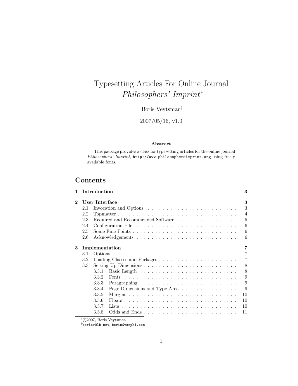 Typesetting Articles for Online Journal Philosophers' Imprint