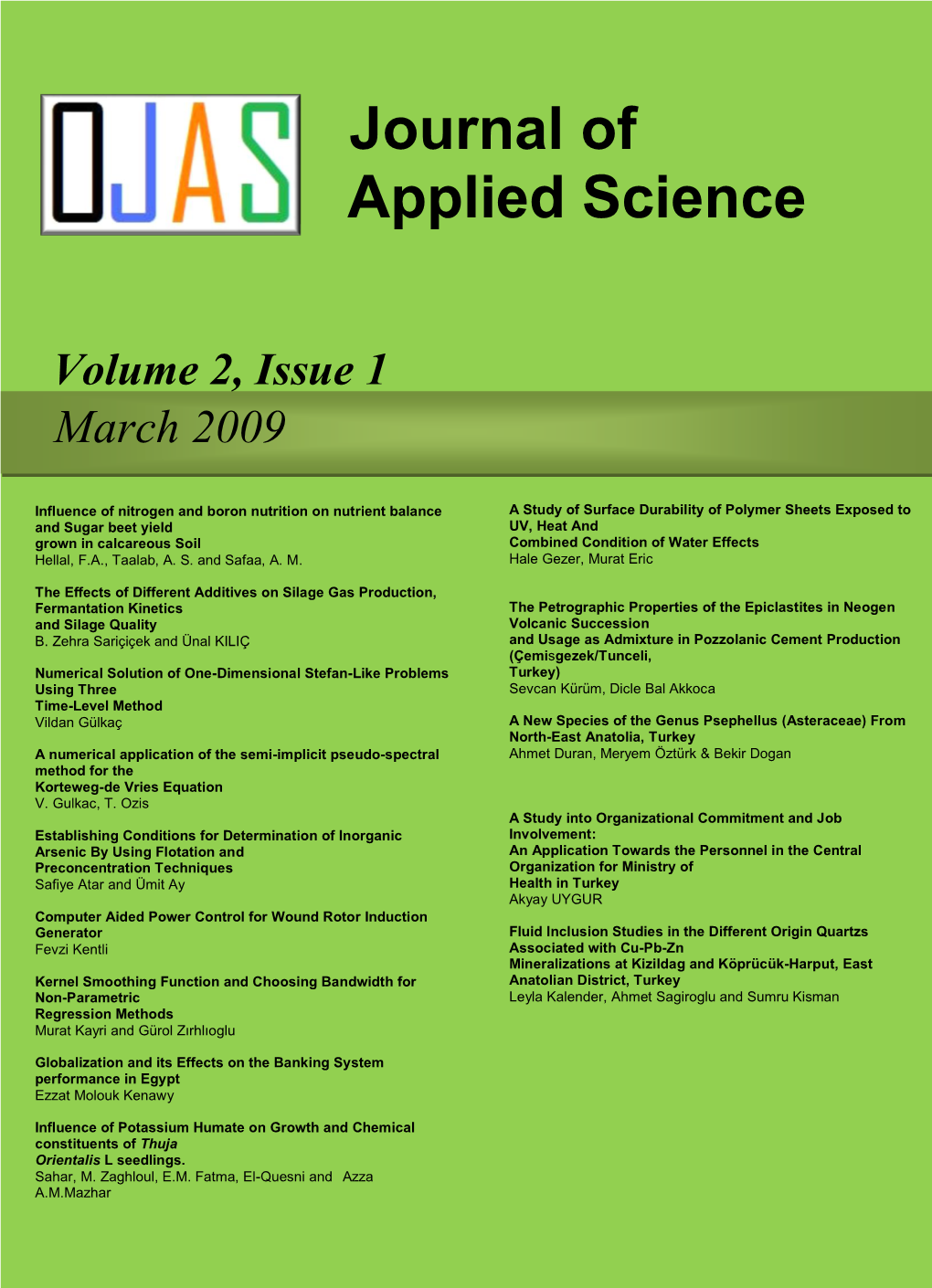 Journal of Applied Science Studies