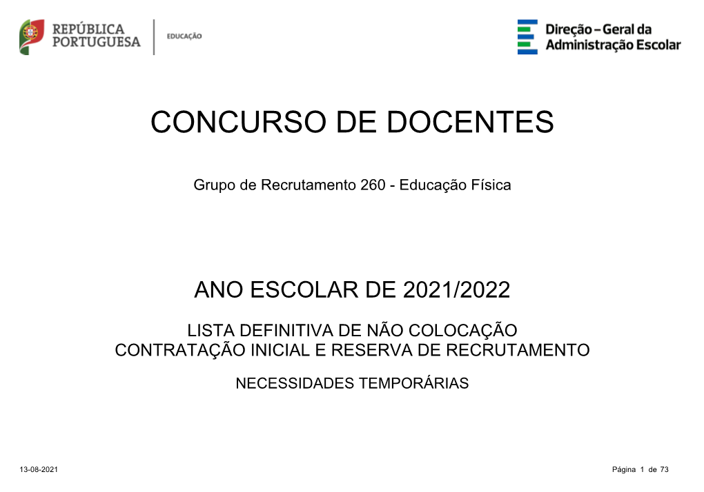 Grupo De Recrutamento 260 - Educação Física