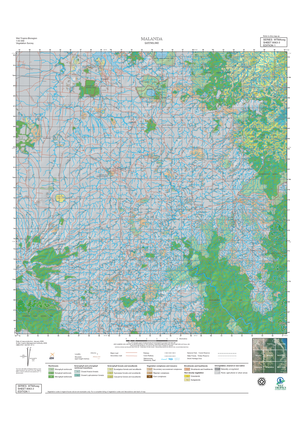 MALANDA 1:50 000 SERIES Wtmaveg Vegetation Survey QUEENSLAND SHEET 8063-3 EDITION 1