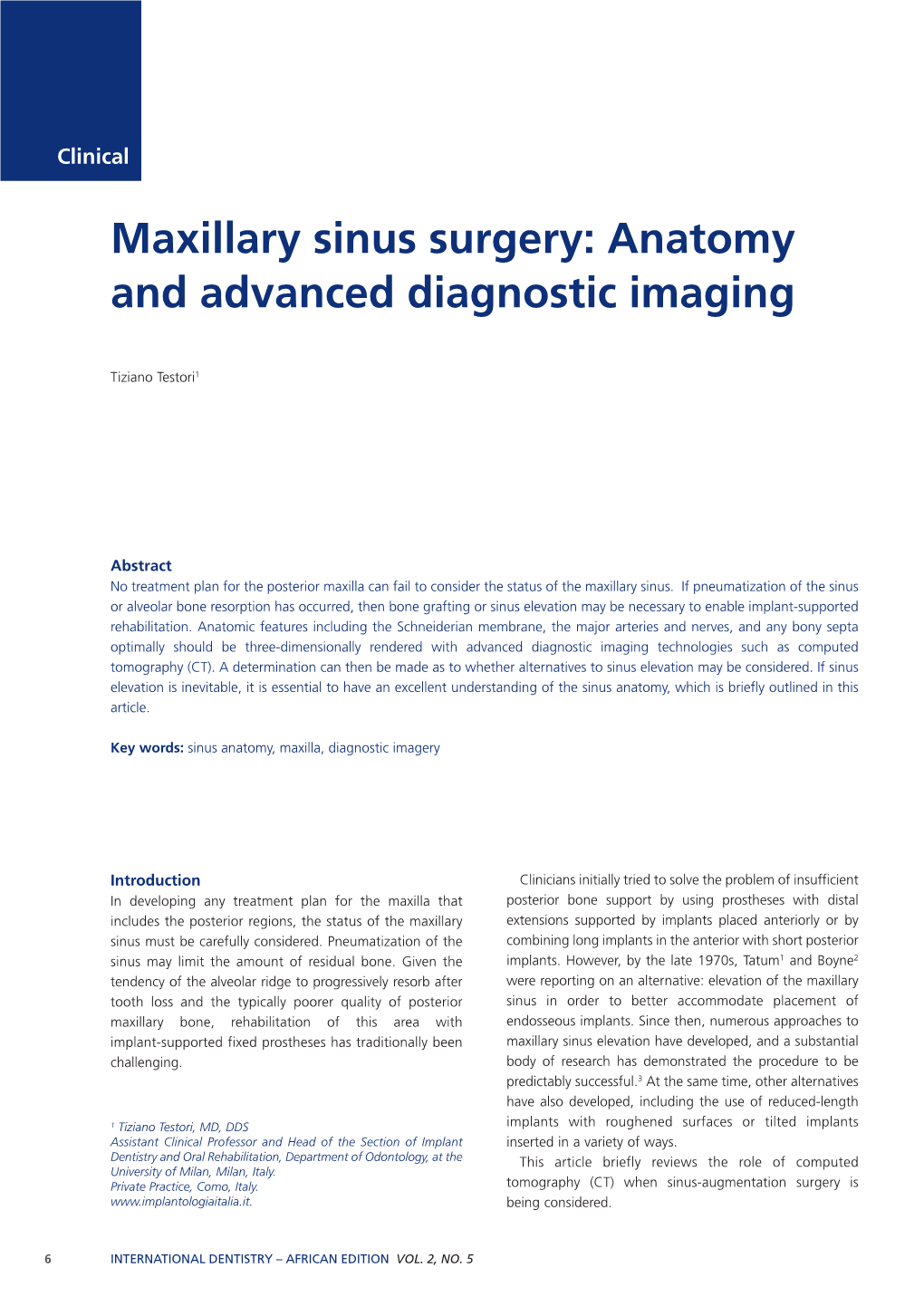 Maxillary Sinus Surgery: Anatomy and Advanced Diagnostic Imaging