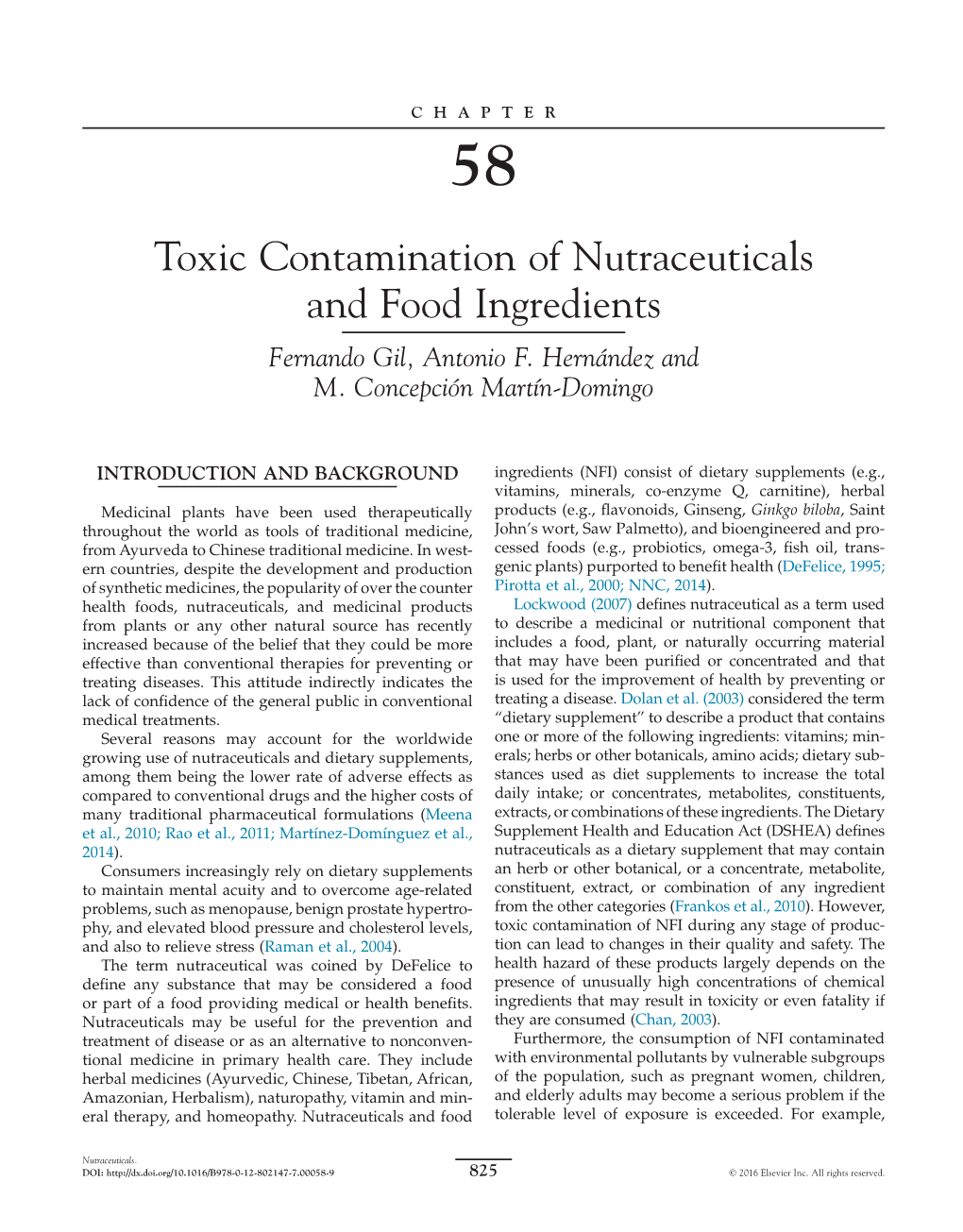 Chapter 58. Toxic Contamination of Nutraceuticals and Food Ingredients