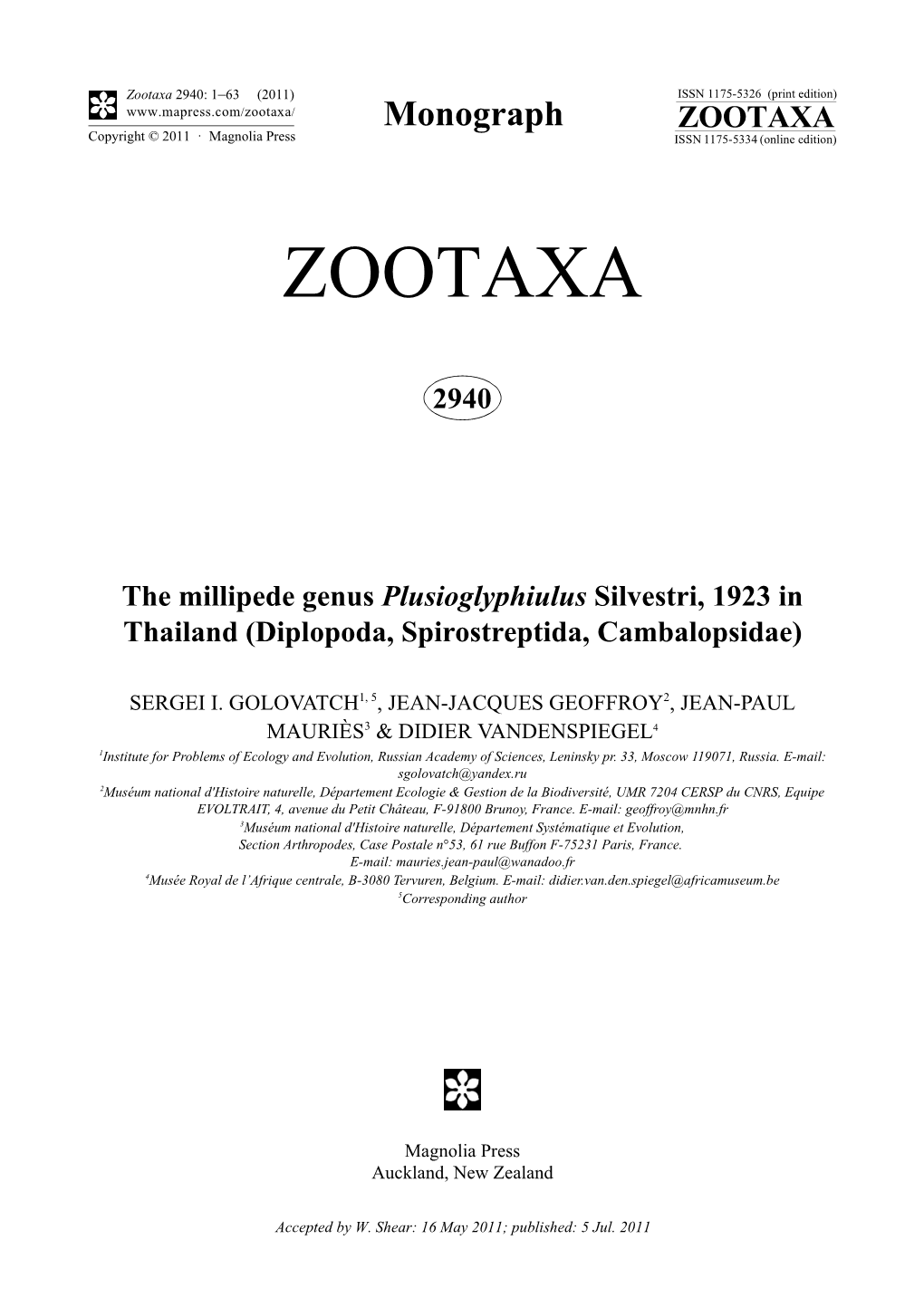 Diplopoda, Spirostreptida, Cambalopsidae)