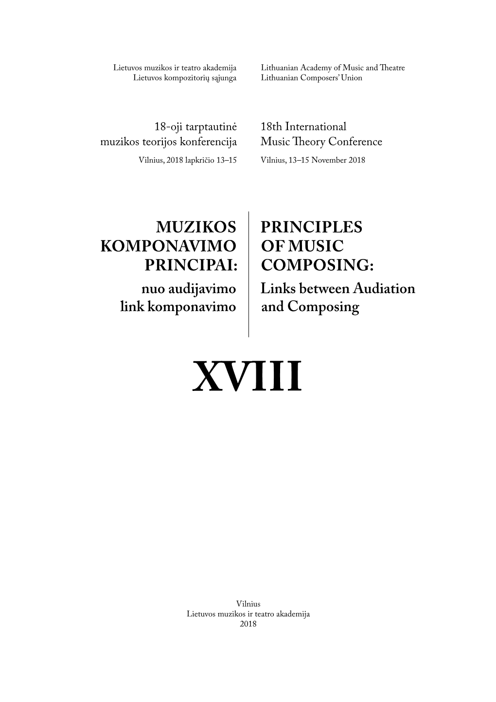 Principles of Music Composing: Muzikos Komponavimo Principai