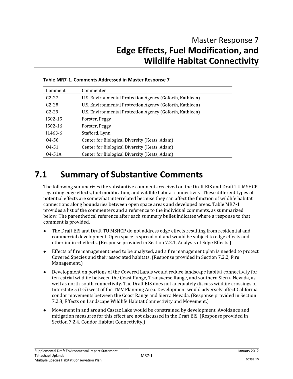 Supplemental Draft Environmental Impact Statement, Tehachapi