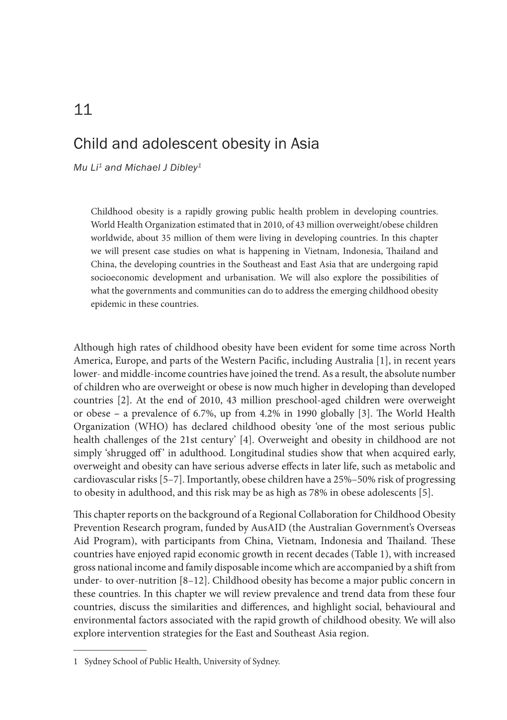 11 Child and Adolescent Obesity in Asia