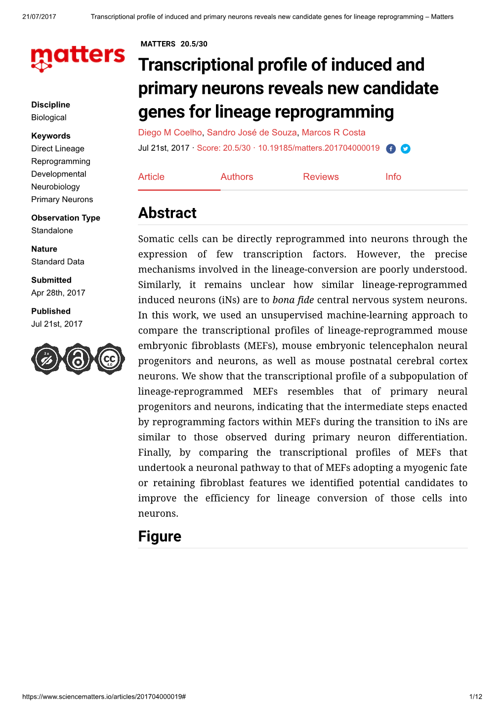 Transcriptional Pro Le of Induced and Primary Neurons Reveals New