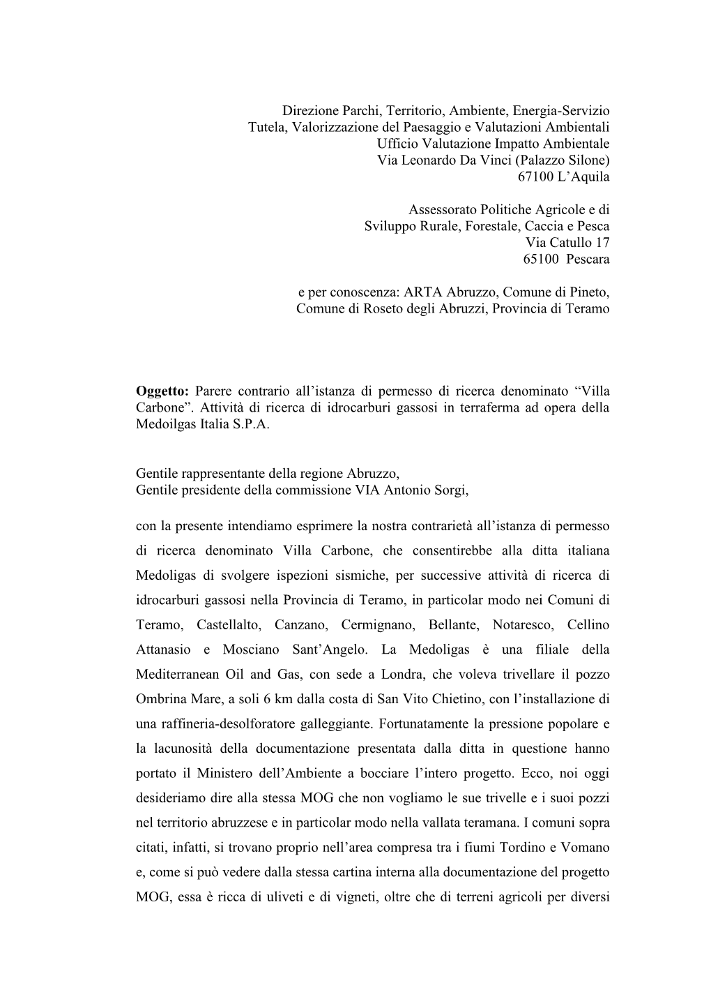 Direzione Parchi, Territorio, Ambiente, Energia-Servizio Tutela