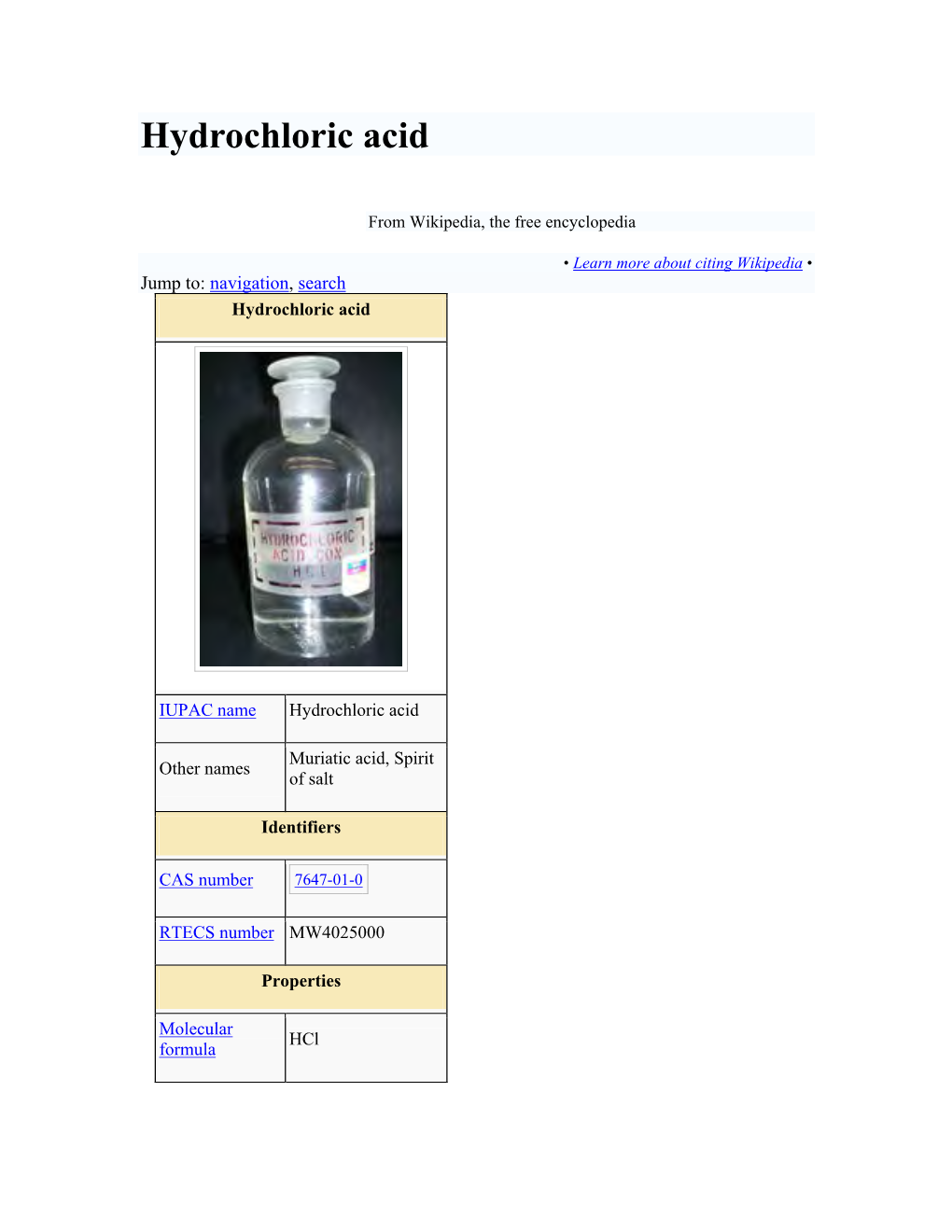 Hydrochloric Acid