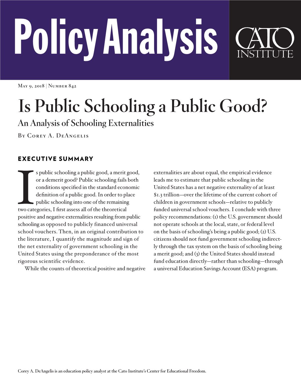 An Analysis of Schooling Externalities by Corey A