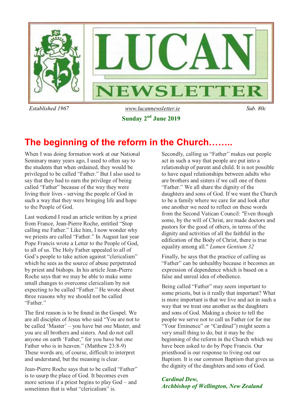 The Beginning of the Reform in the Church……