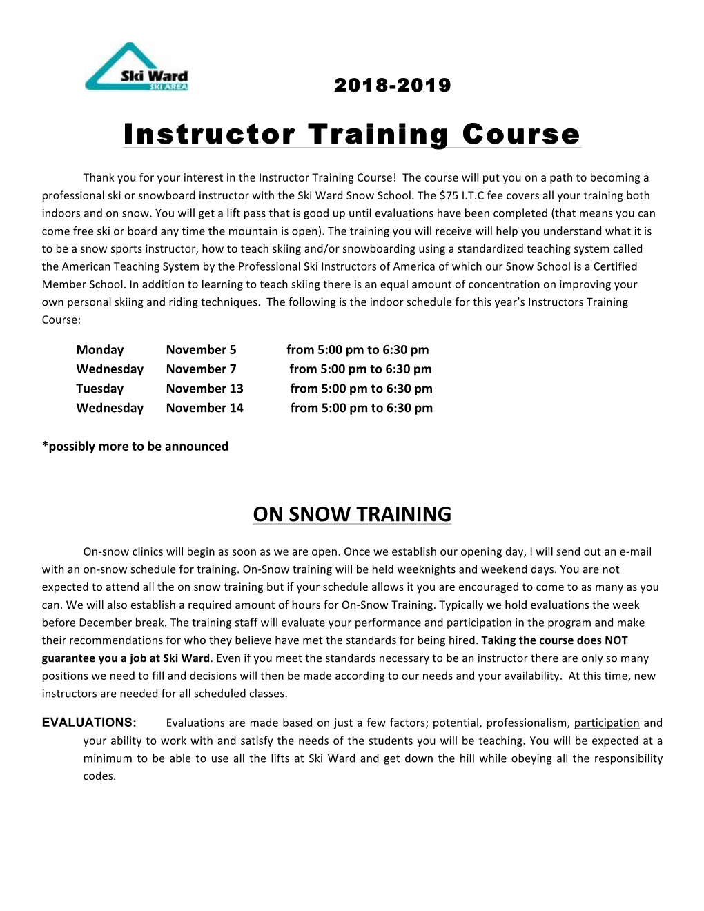 Instructor Training Course