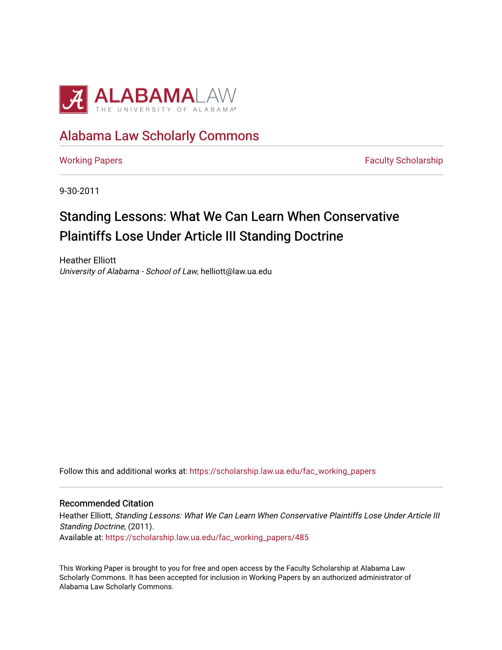 Standing Lessons: What We Can Learn When Conservative Plaintiffs Lose Under Article III Standing Doctrine