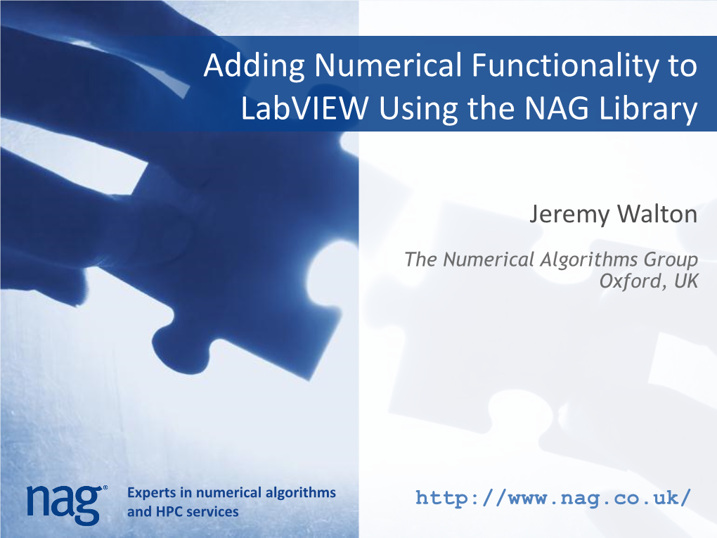 Adding Numerical Functionality to Labview Using the NAG Library