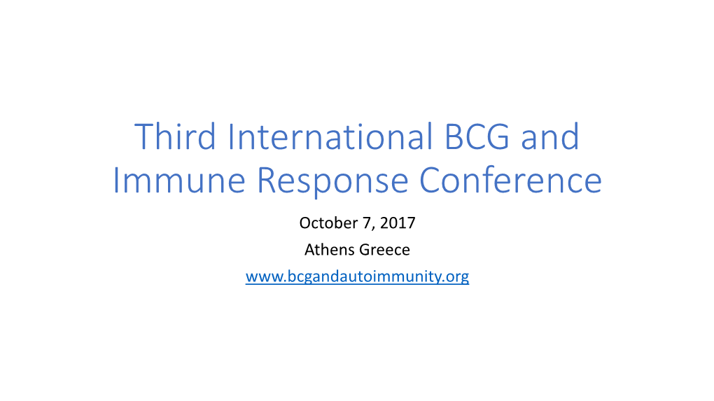 3 BCG and Autoimmunity Conference