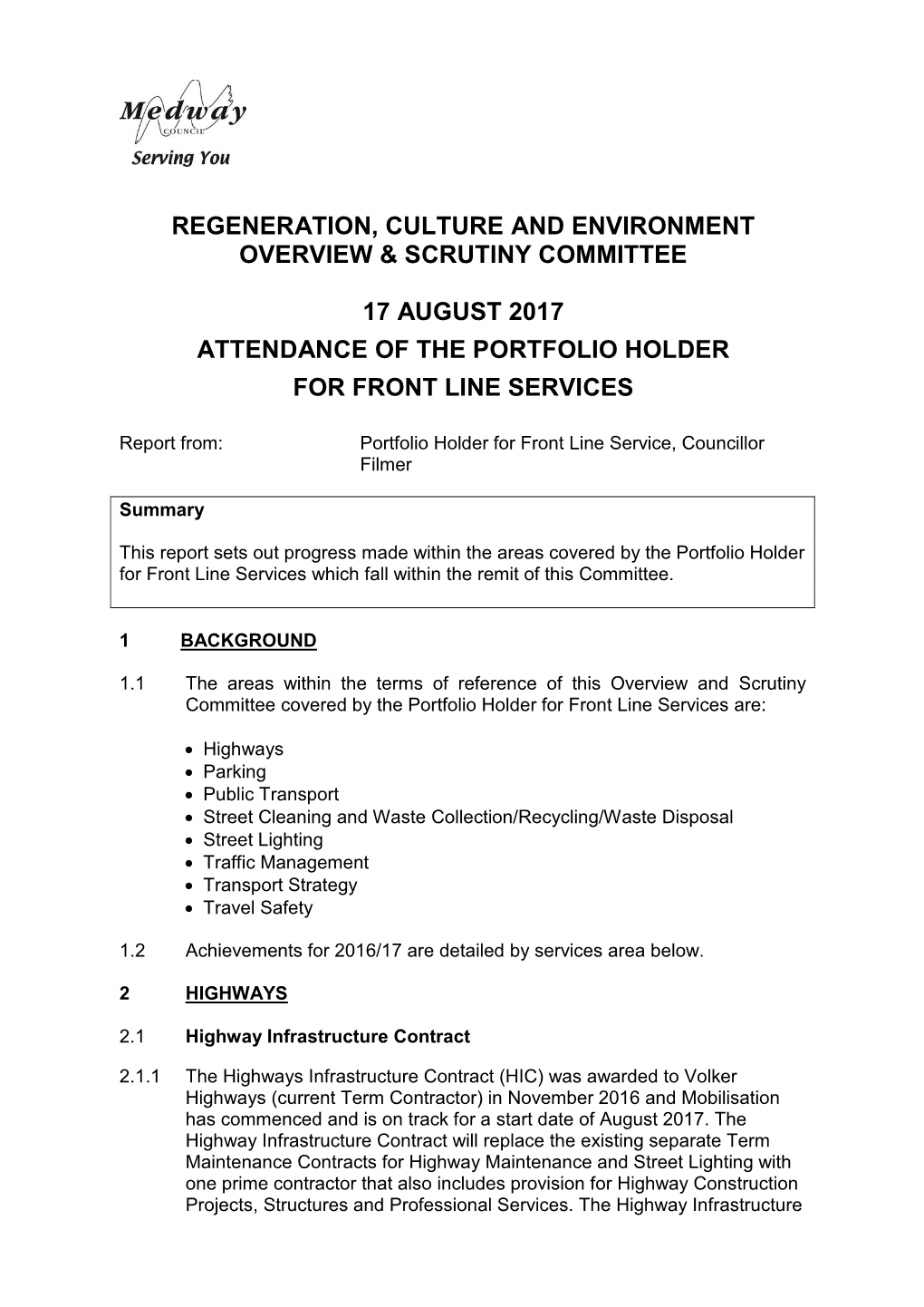 Regeneration, Culture and Environment Overview & Scrutiny Committee