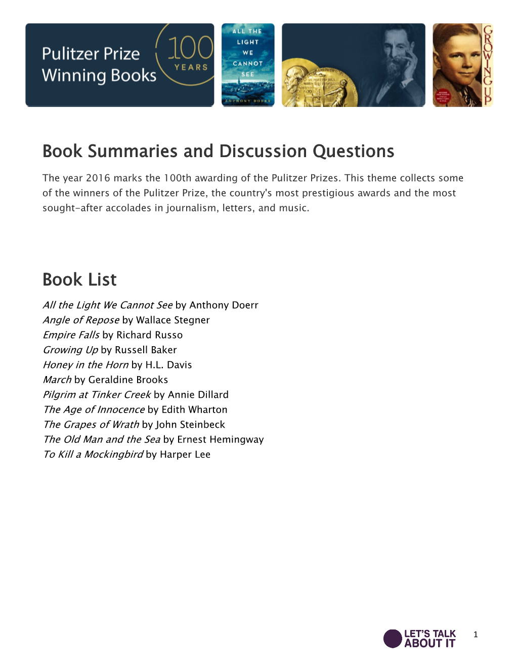 Book Summaries and Discussion Questions Book List