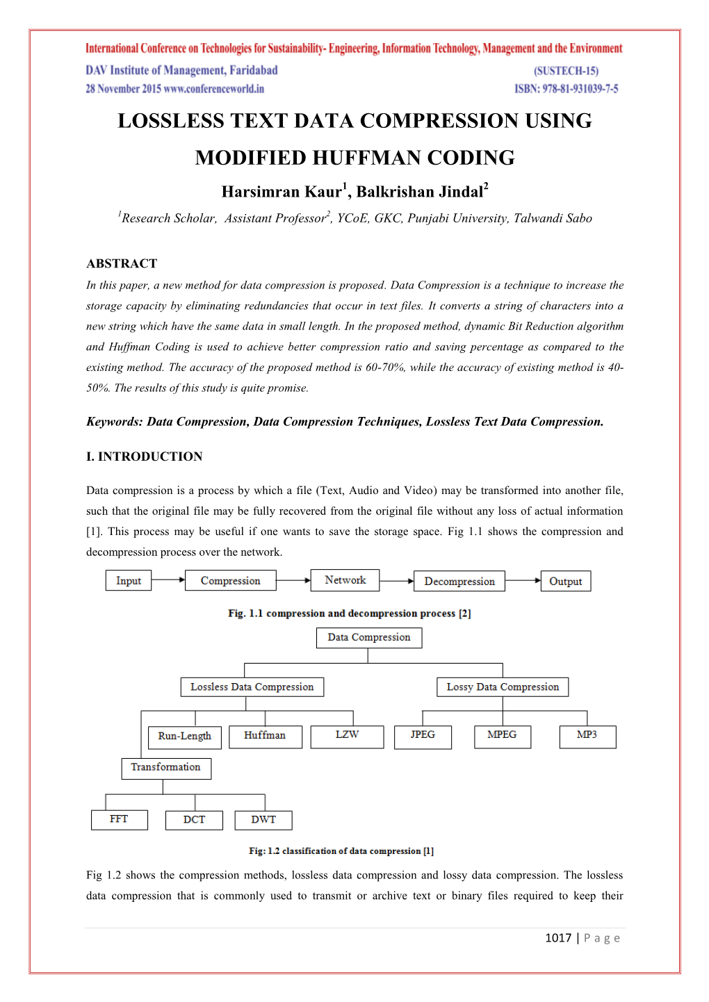 Lossless Text Data Compression Using Modified Huffman Coding