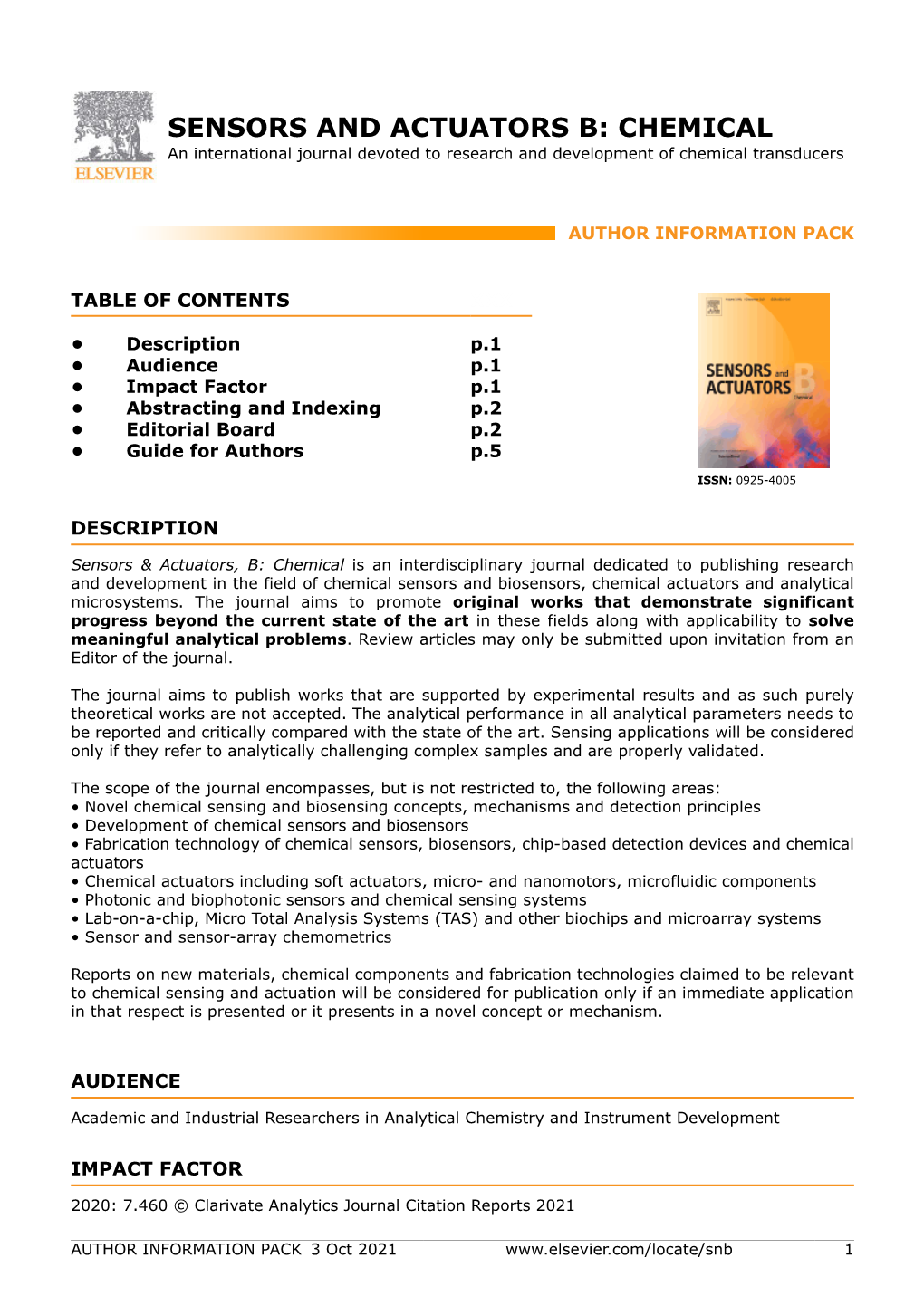 SENSORS and ACTUATORS B: CHEMICAL an International Journal Devoted to Research and Development of Chemical Transducers