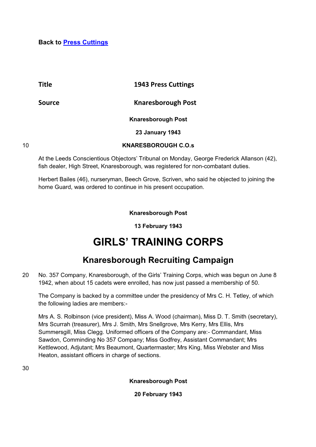 Girls' Training Corps