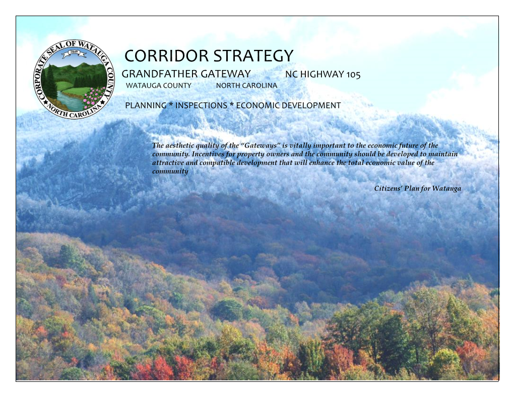 Corridor Strategy Grandfather Gateway Nc Highway 105 Watauga County North Carolina