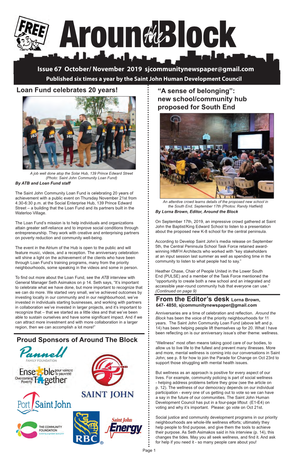 Issue 67 October/ November 2019 Sjcommunitynewspaper@Gmail