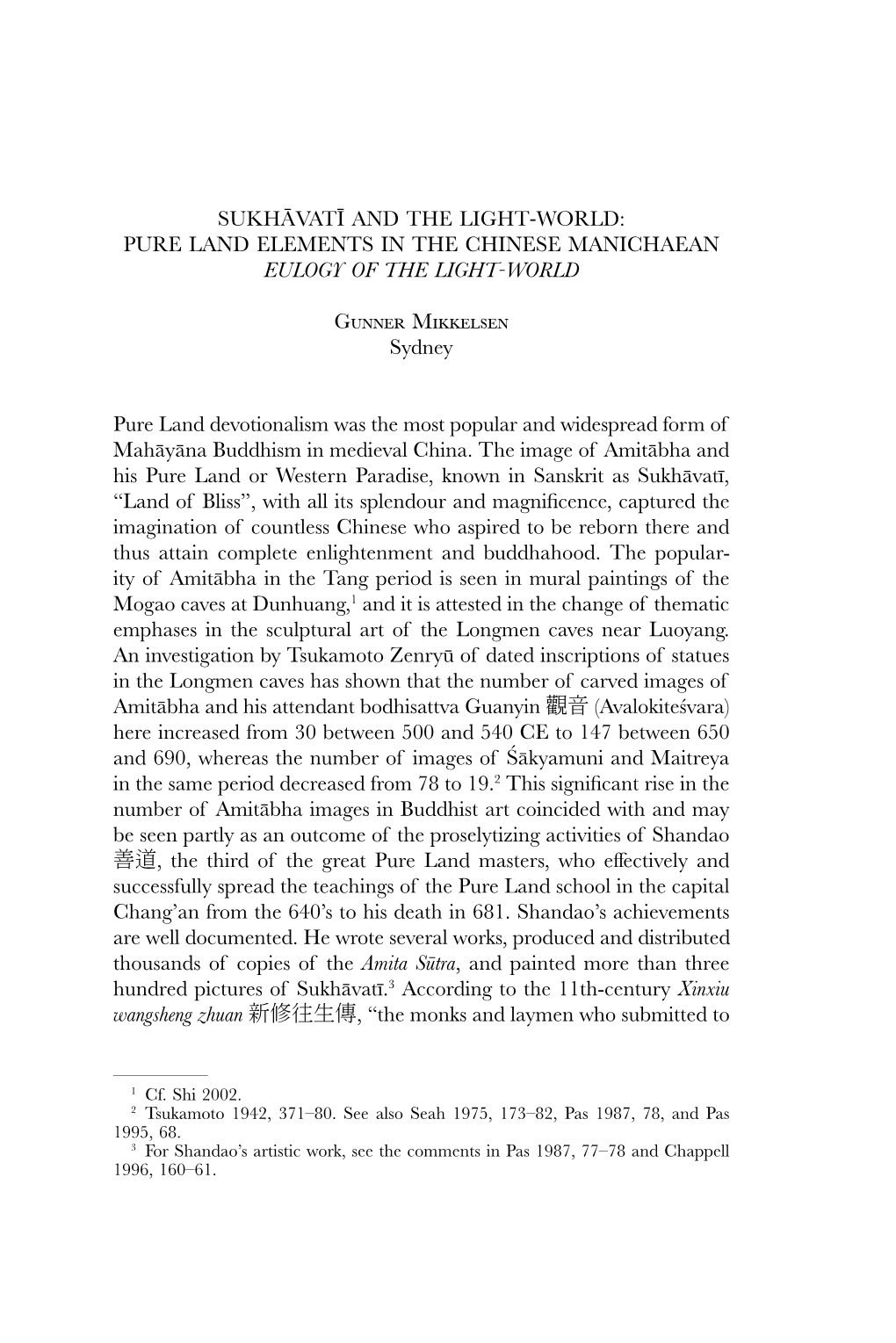 Pure Land Elements in the Chinese Manichaean Eulogy of the Light-World