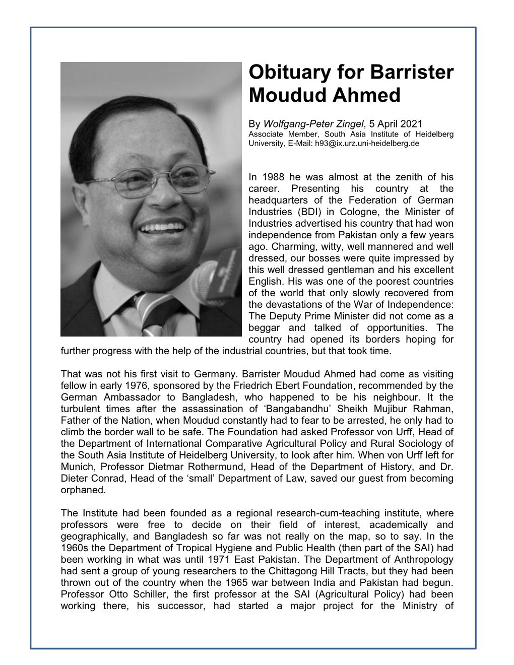 Obituary for Barrister Moudud Ahmed