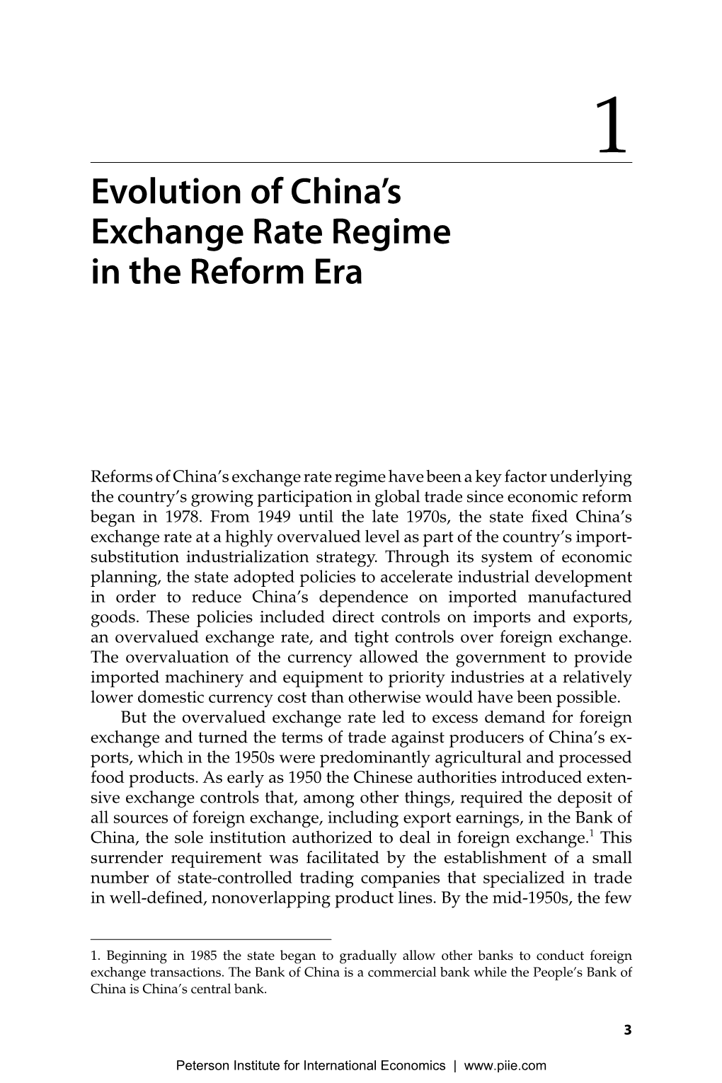 Preview Chapter 1: Evolution of China's Exchange Rate Regime In