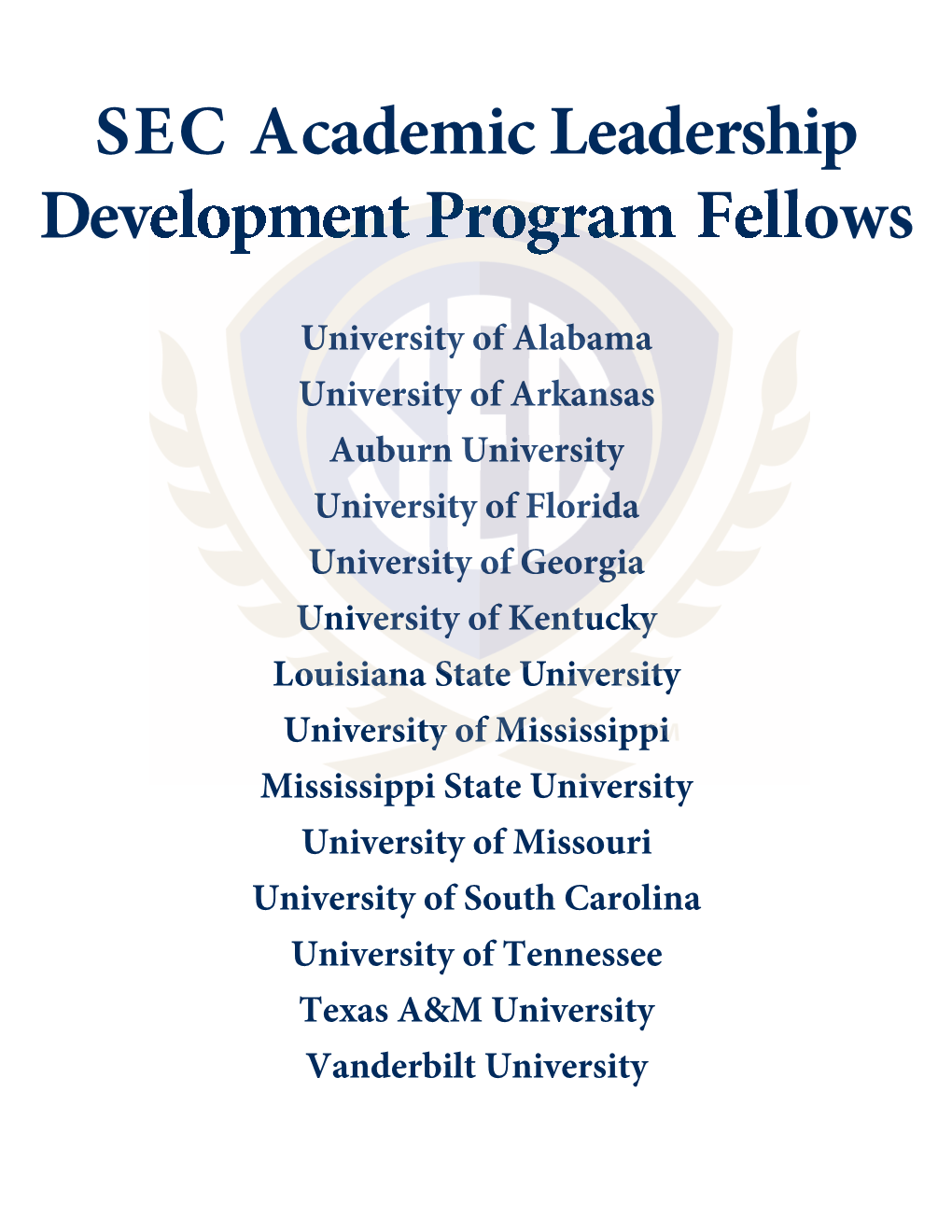 SEC Academic Leadership Development Program Fellows