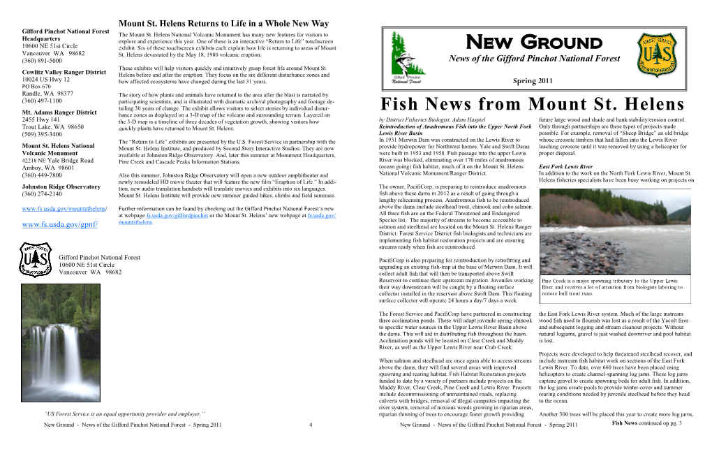 New Ground Fish News from Mount St. Helens