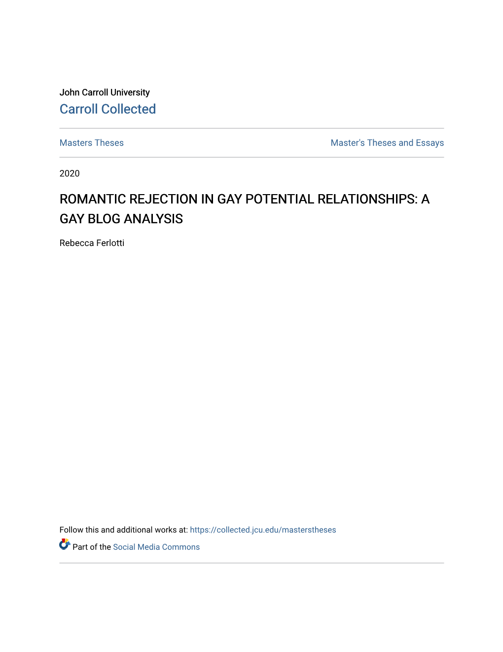 Romantic Rejection in Gay Potential Relationships: a Gay Blog Analysis