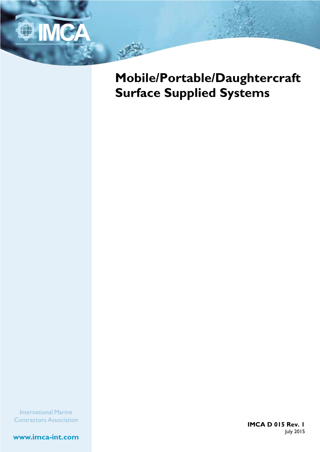 IMCA D015 . Mobile Portable Daughtercraft Surface Supplied