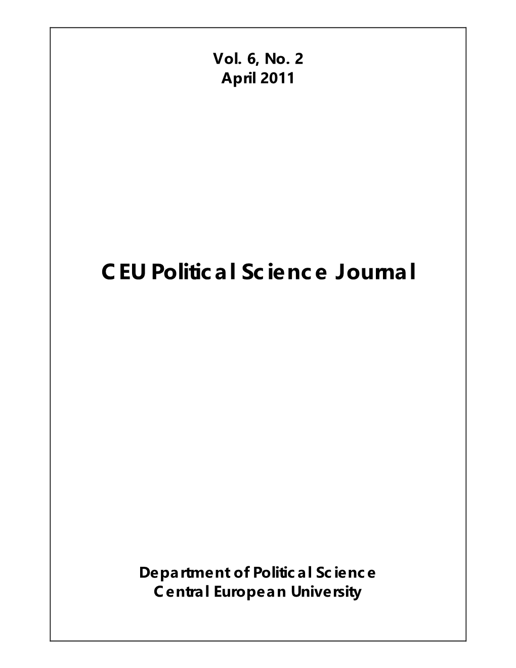 CEU Political Science Journal