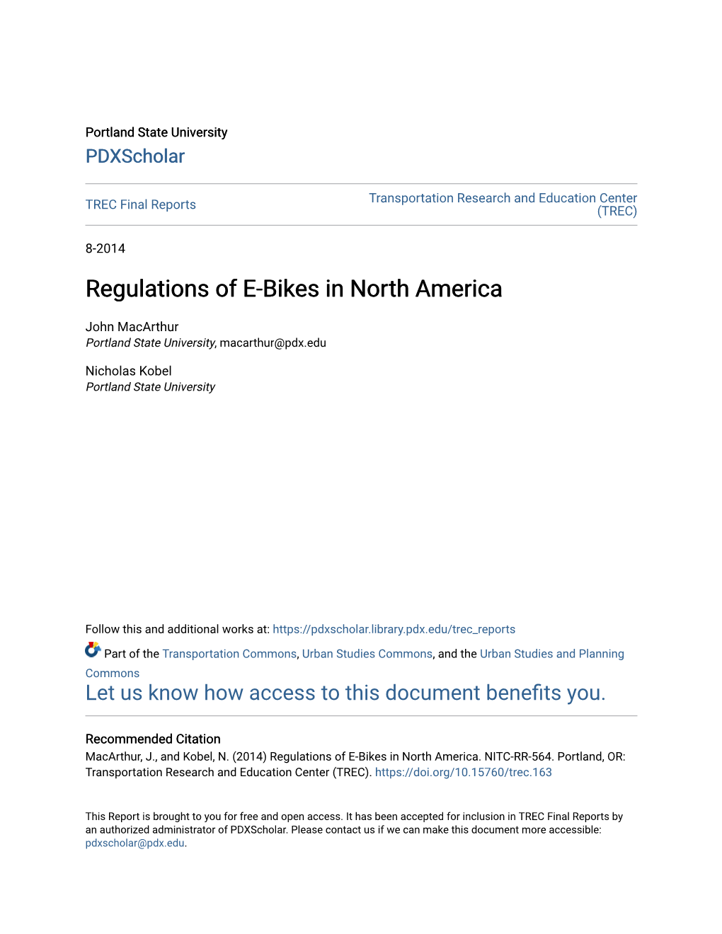 Regulations of E-Bikes in North America