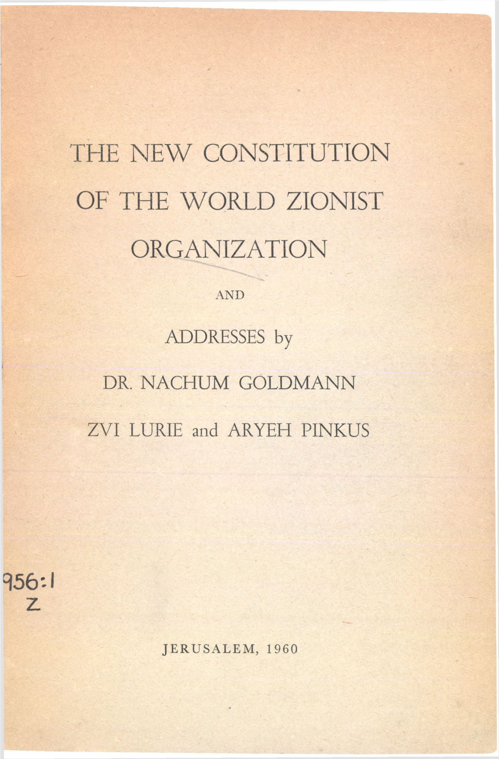 The New Constitution of the World Zionist Organization