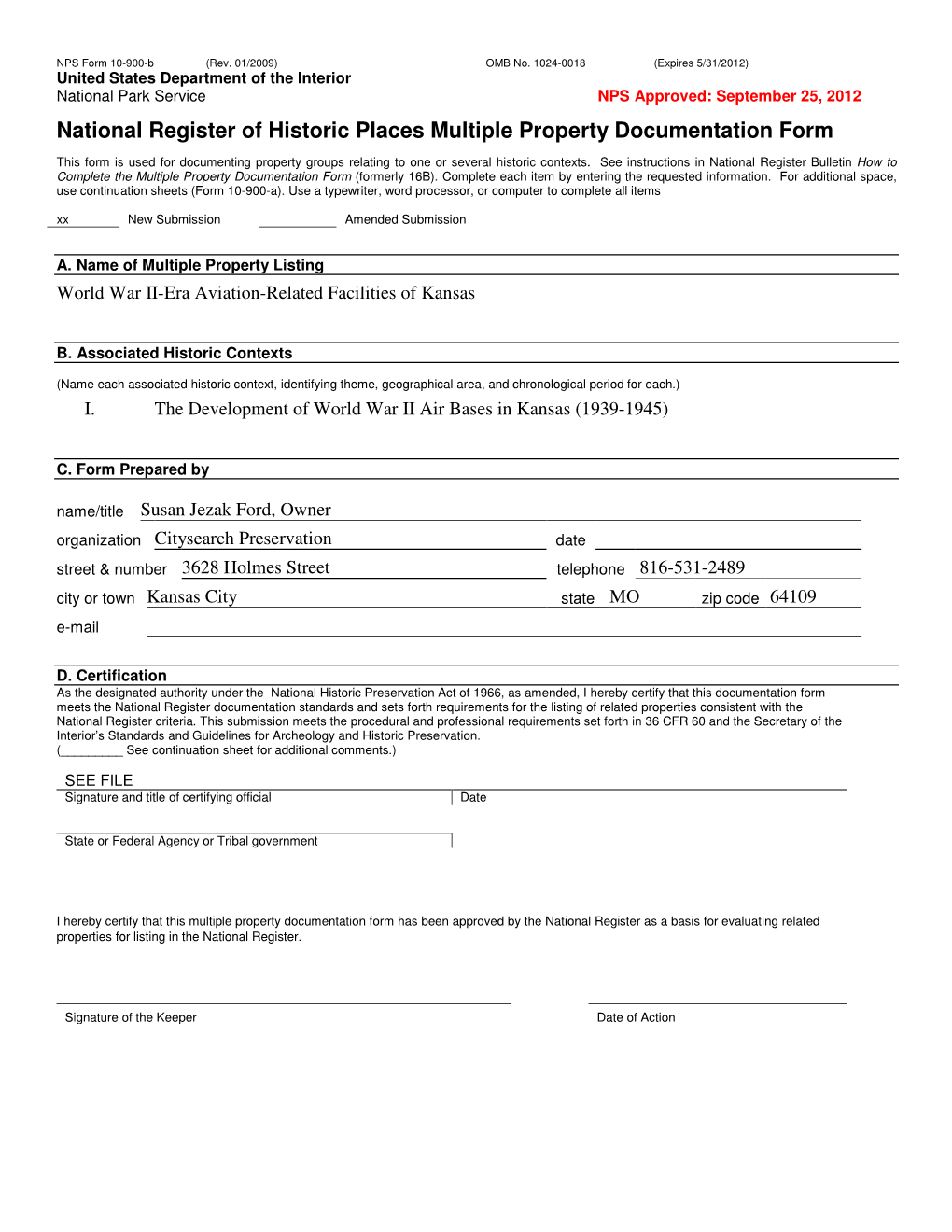 National Register of Historic Places Multiple Property Documentation Form