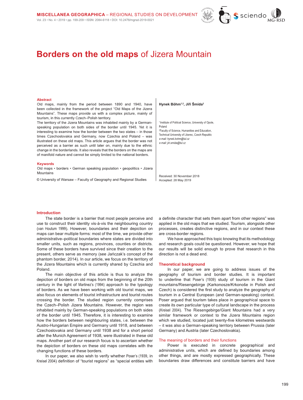 Borders on the Old Maps of Jizera Mountain