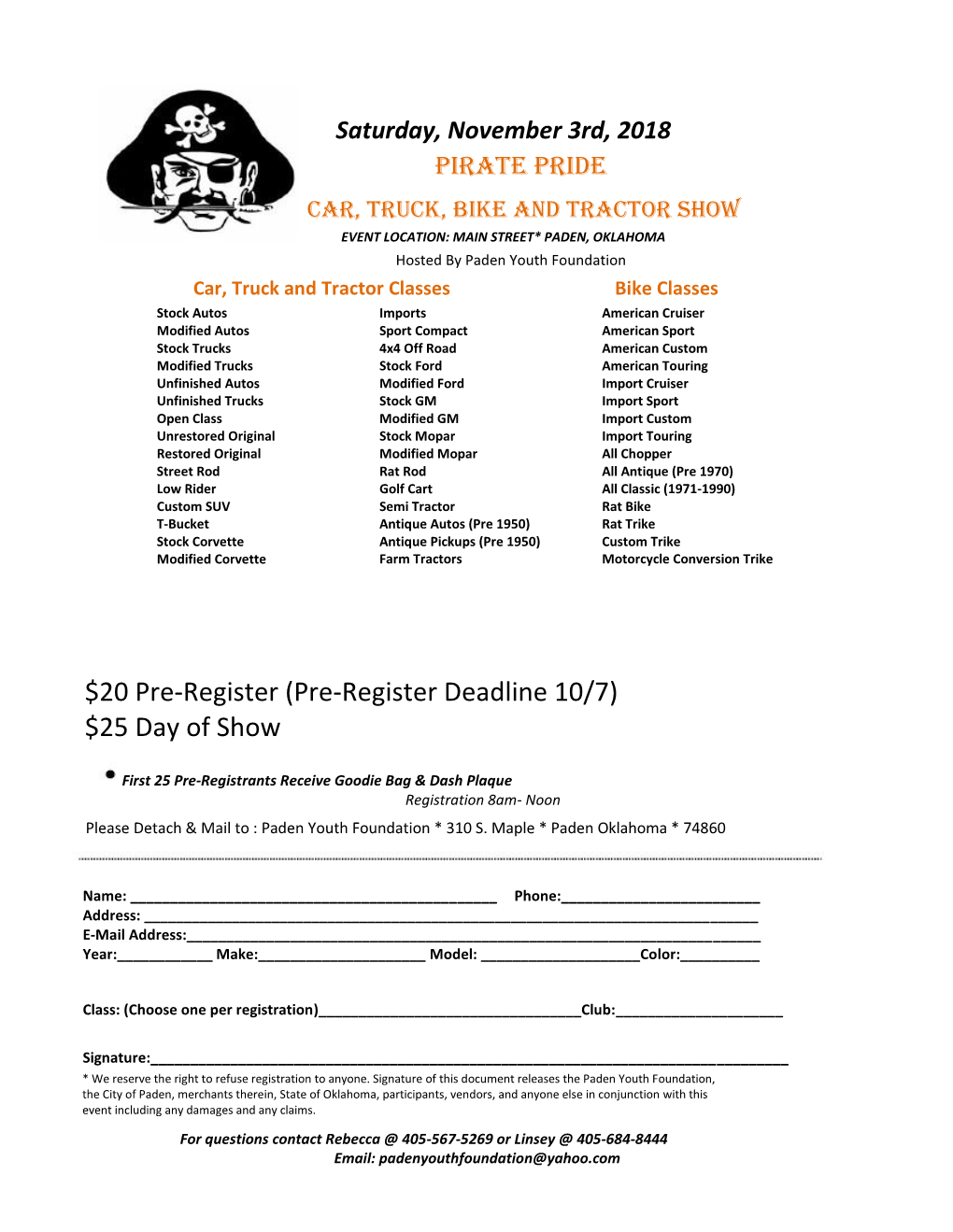 Pirate Pride Car Show Flyer 2018.Pdf