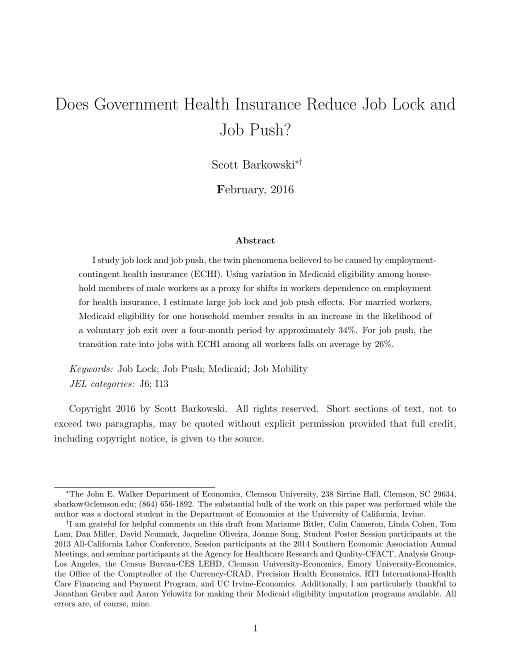 Does Government Health Insurance Reduce Job Lock and Job Push?