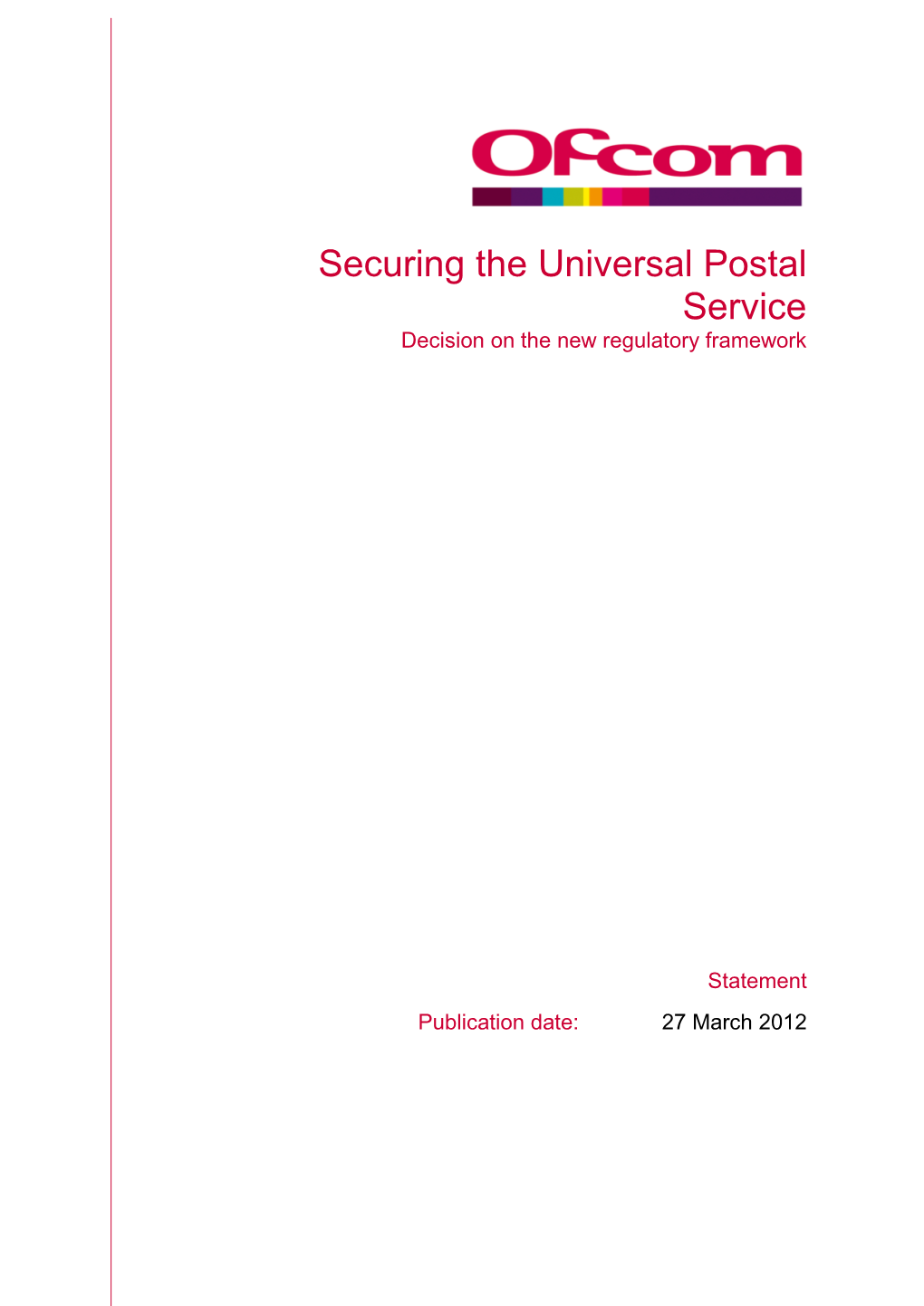 Statement: Securing the Universal Postal Service