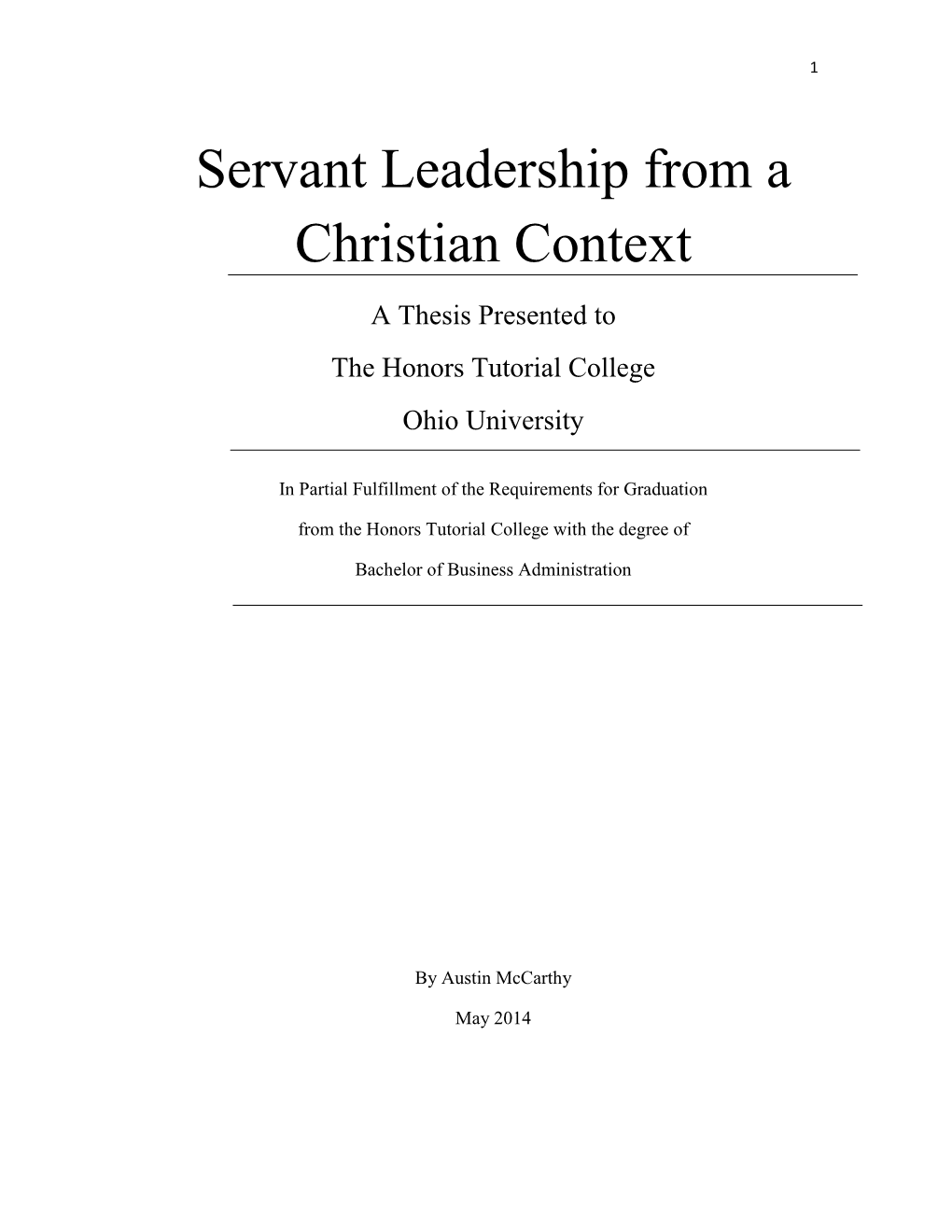 Servant Leadership from a Christian Context