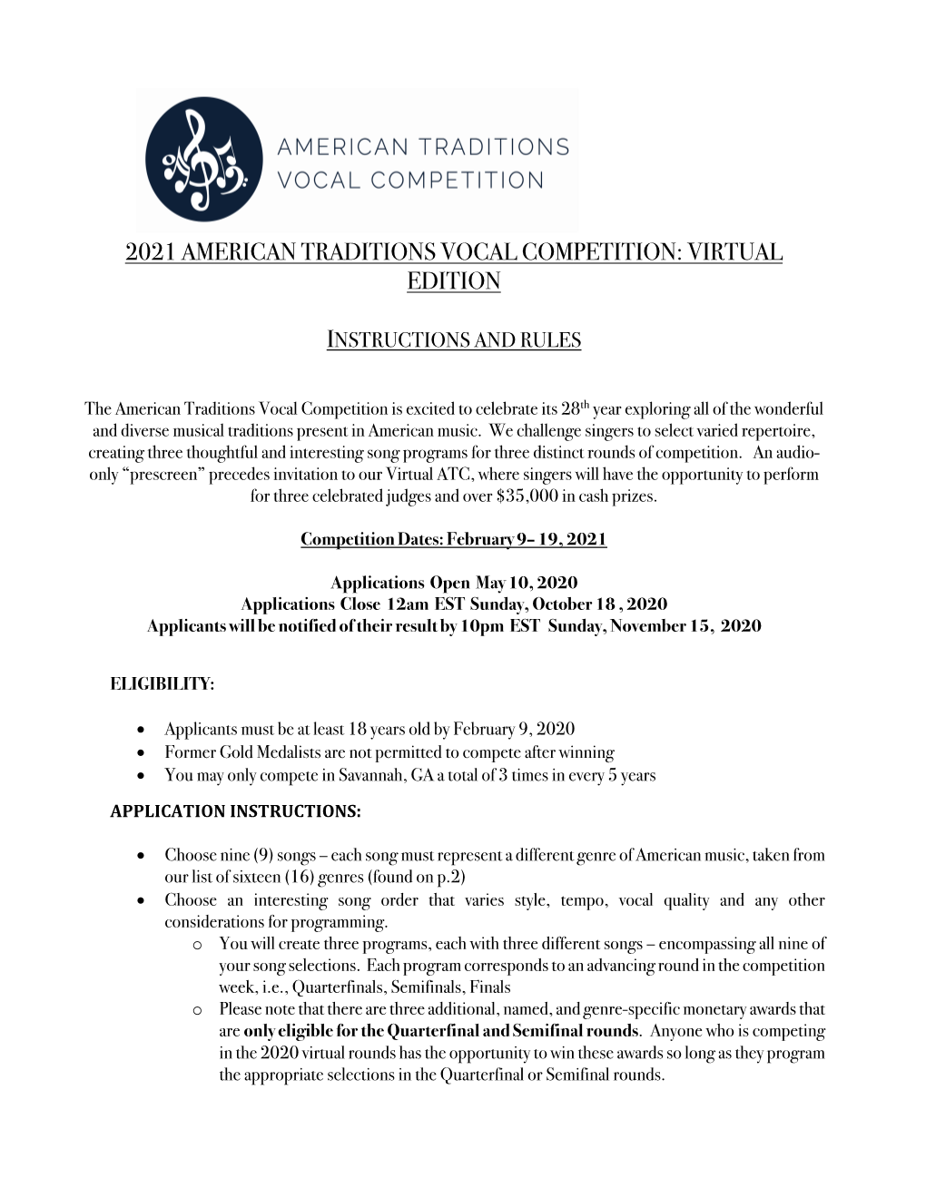 2021 American Traditions Vocal Competition: Virtual Edition