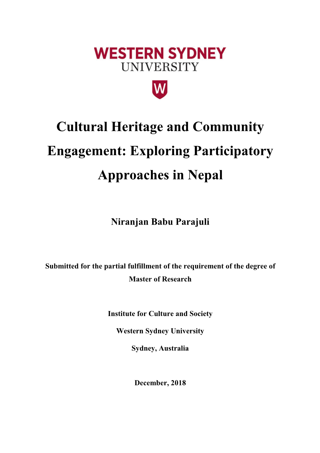 Cultural Heritage and Community Engagement: Exploring Participatory Approaches in Nepal