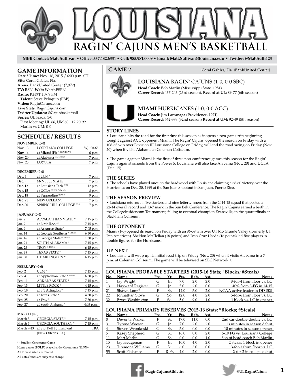 Ragin' Cajuns Men's Basketball