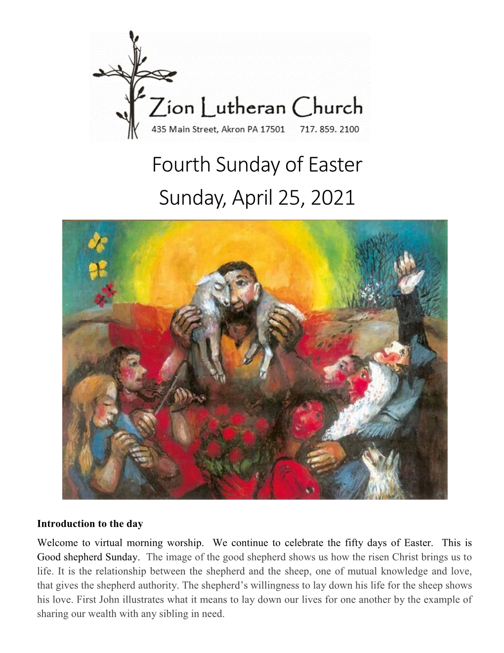 Fourth Sunday of Easter Sunday, April 25, 2021