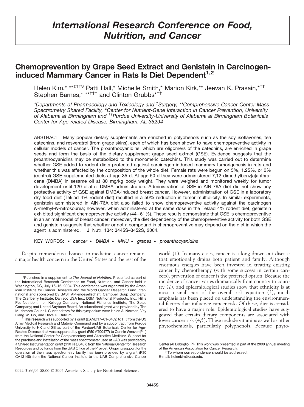 International Research Conference on Food, Nutrition, and Cancer