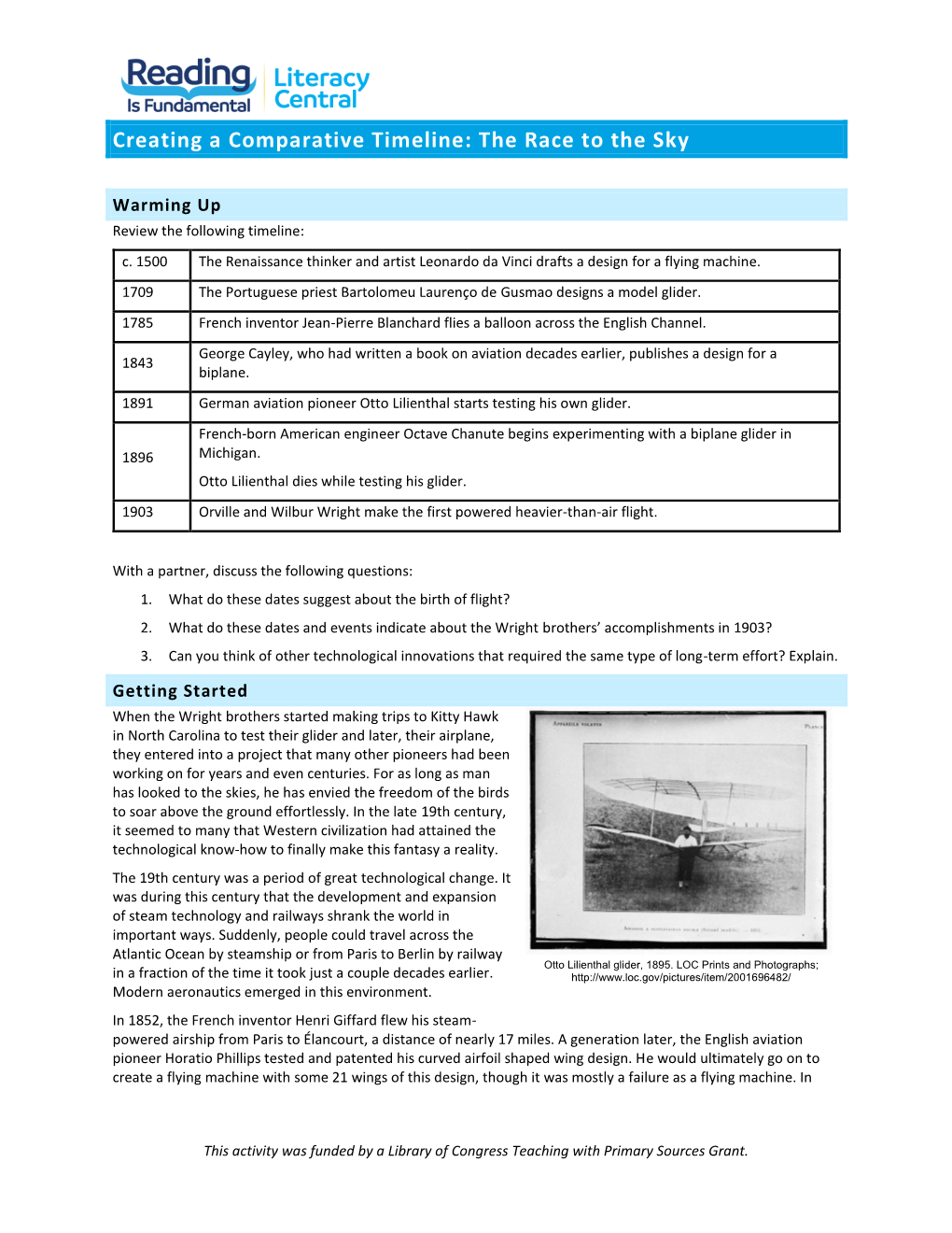 Creating a Comparative Timeline: the Race to the Sky